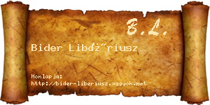 Bider Libériusz névjegykártya
